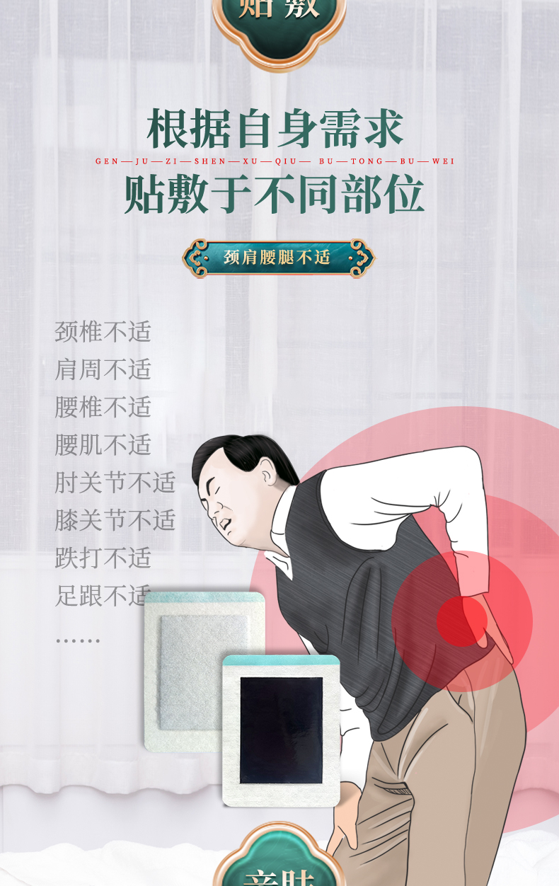 根據(jù)自身不適的情況，按需求貼敷